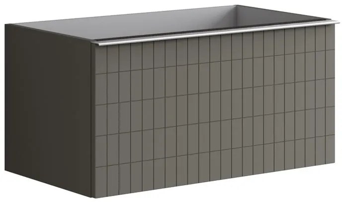 Mobile da bagno sotto lavabo Pixel grid grigio carbone e maniglia alluminio brillante laccato opaco L 80 x H 40 x P 45.5 cm 2 cassetti, lavabo non incluso