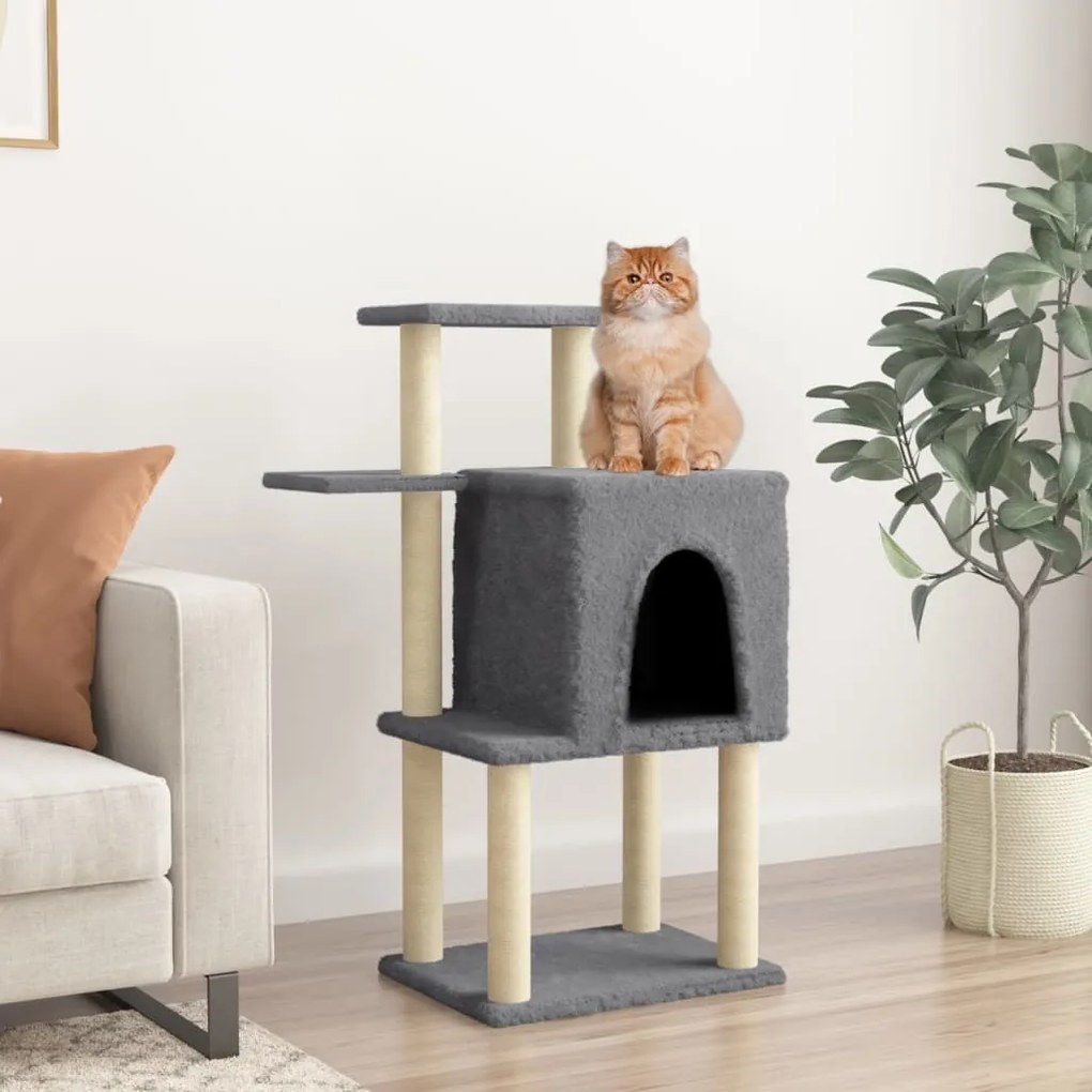 Albero per gatti con tiragraffi in sisal grigio scuro 97 cm