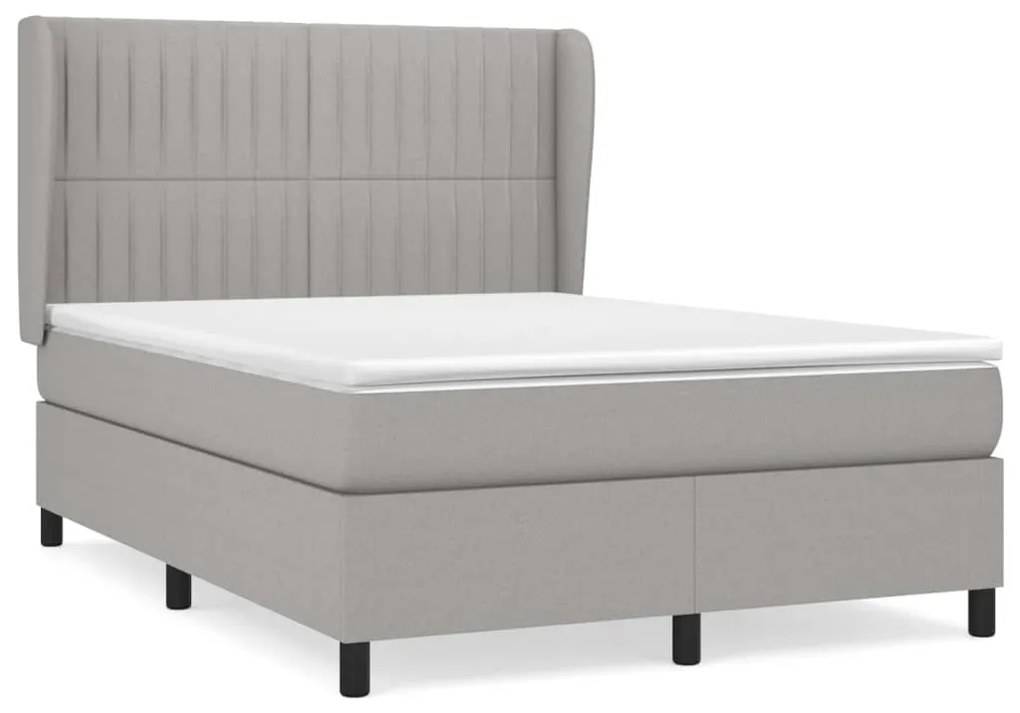Giroletto a molle con materasso grigio chiaro 140x200cm tessuto