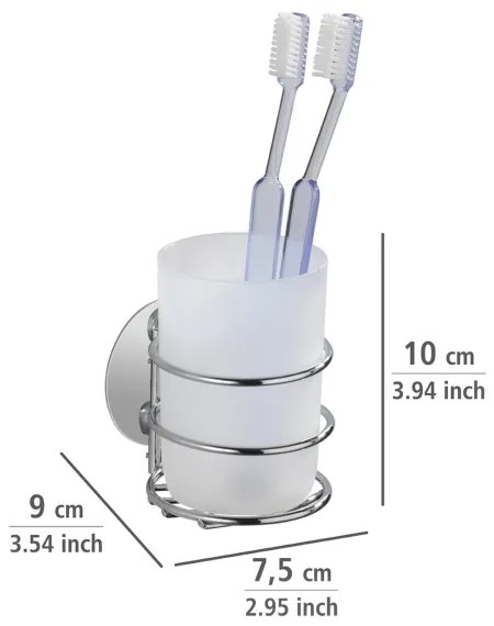 WENKO 18779100-Portaspazzolini TURBO-LOC RUND STAHL 7,5x9 cm cromo lucido/bianco