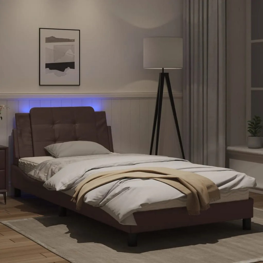 Giroletto con luci led marrone 100x200 cm in similpelle