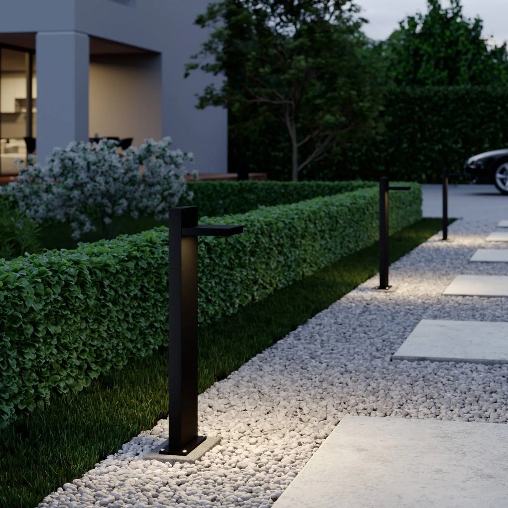 Lampioncino da giardino Silvan Lucande, Nero, Alluminio, Moderno, Lampada LED da esterni