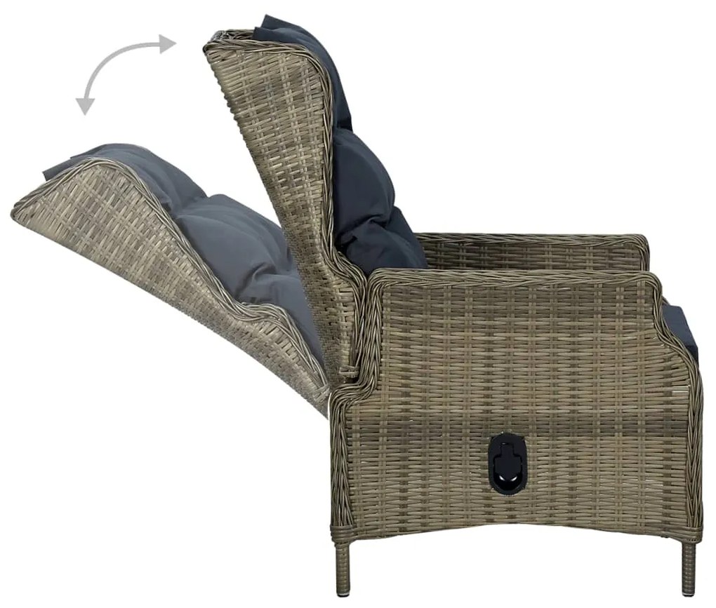 Set da Pranzo da Giardino 9 pz con Cuscini in Polyrattan Marrone