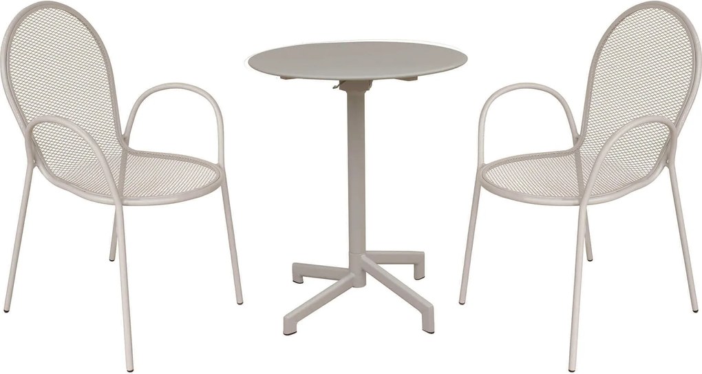 OPERA - set tavolo in metallo cm Ø 60 x 74 h con 2 poltrone Maris