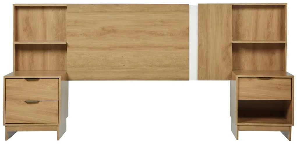 Testata Letto allungabile con Comodini 140/160 cm Naturale - NOVOLI