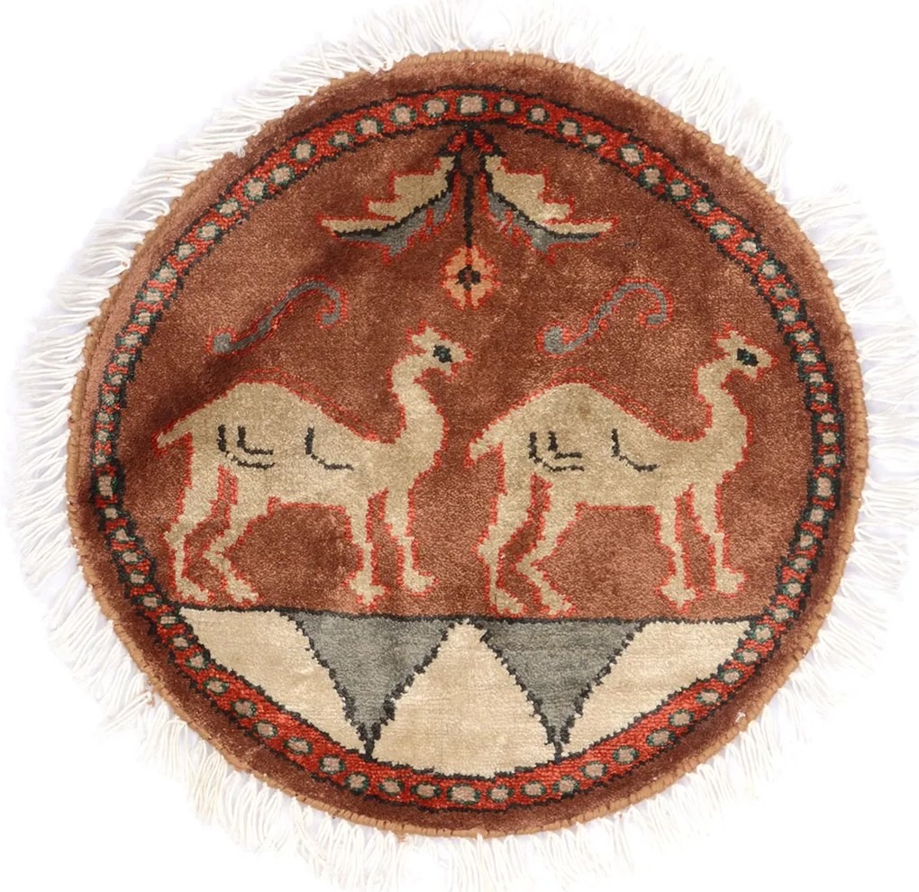 Agra Tappeto 40 x 40 Rosa (Indian) Annodato A Mano