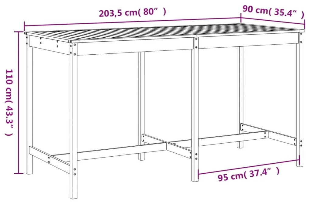 Set Bar da Giardino 9 pz Grigio in Legno Massello di Pino