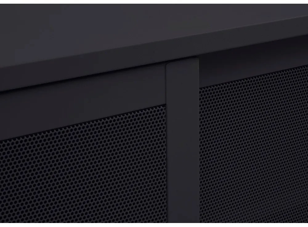 Mobile TV nero in metallo 160x55x45 cm Veep – Unique Furniture