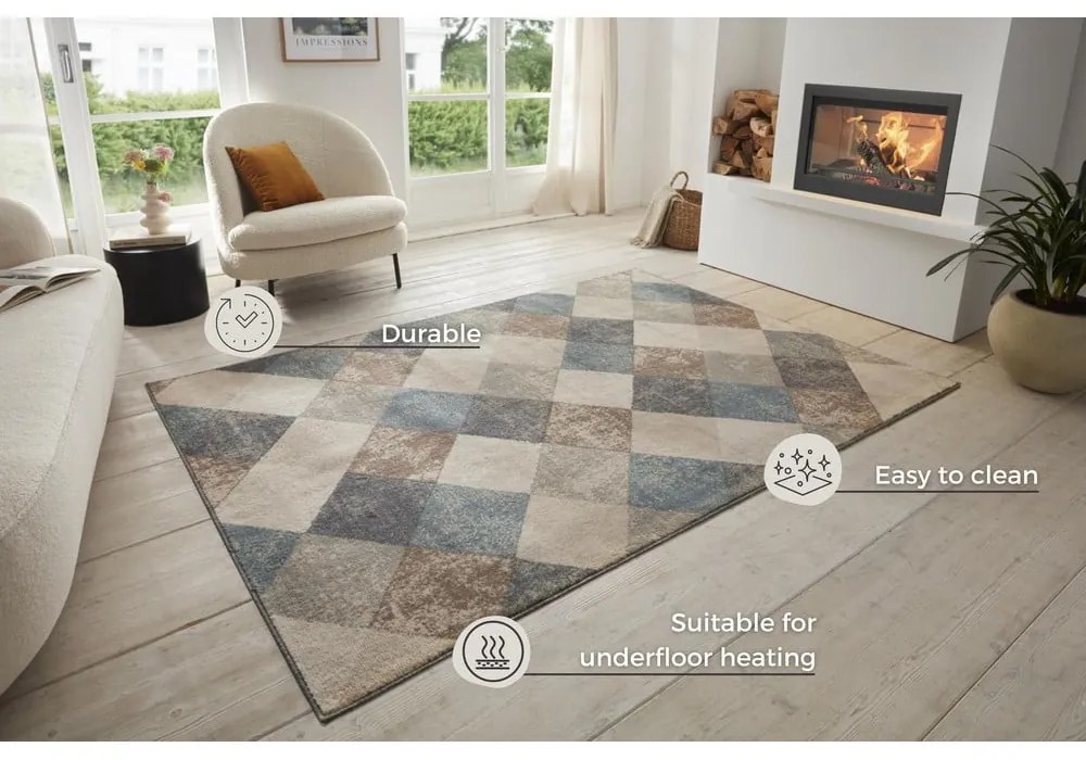 Tappeto blu/beige 160x235 cm Terrain – Hanse Home