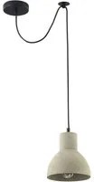 Lampadario Industrial Broni Metallo Nero 1 Luce Diffusore Calcestruzzo Grigio