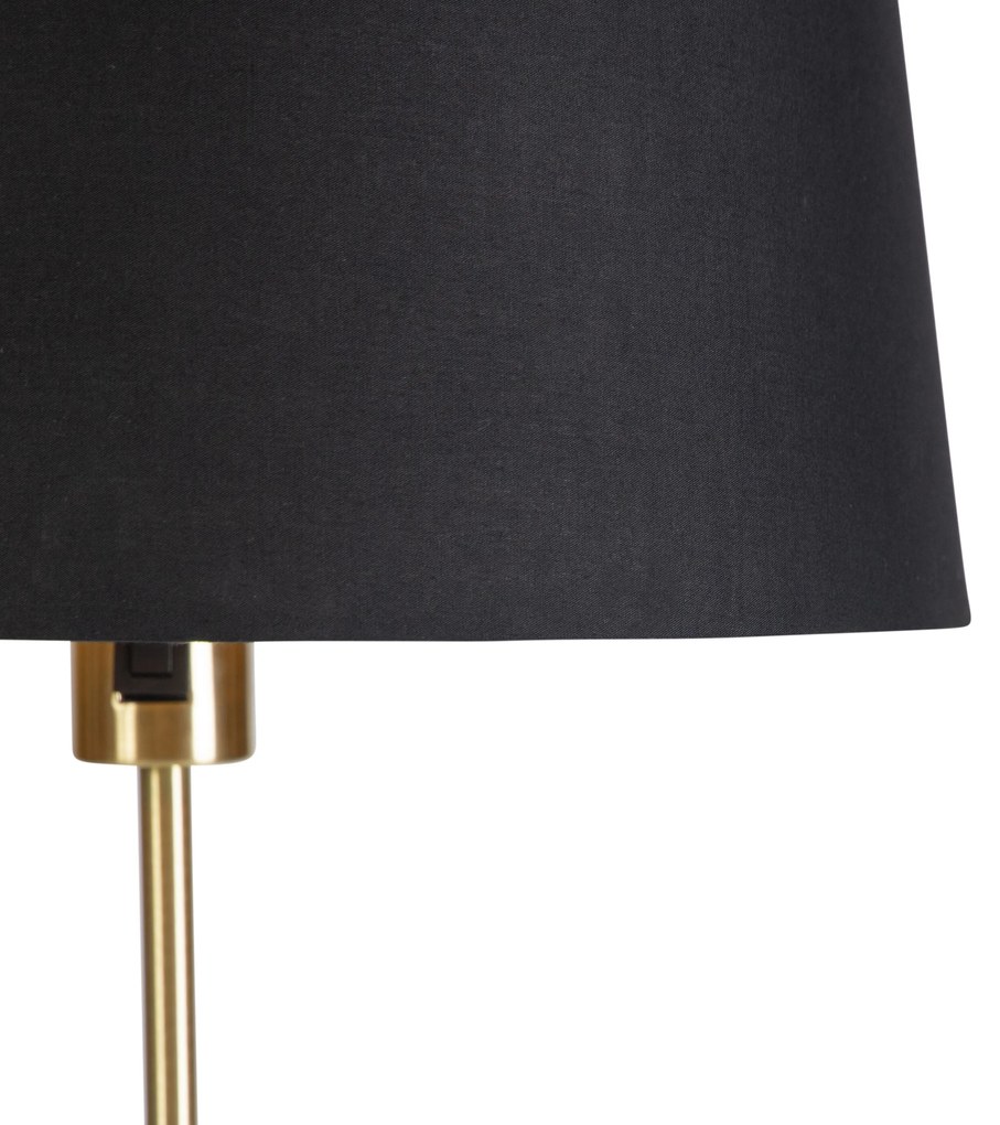 Lampada da terra oro/ottone con paralume nero 35 cm regolabile - Parte