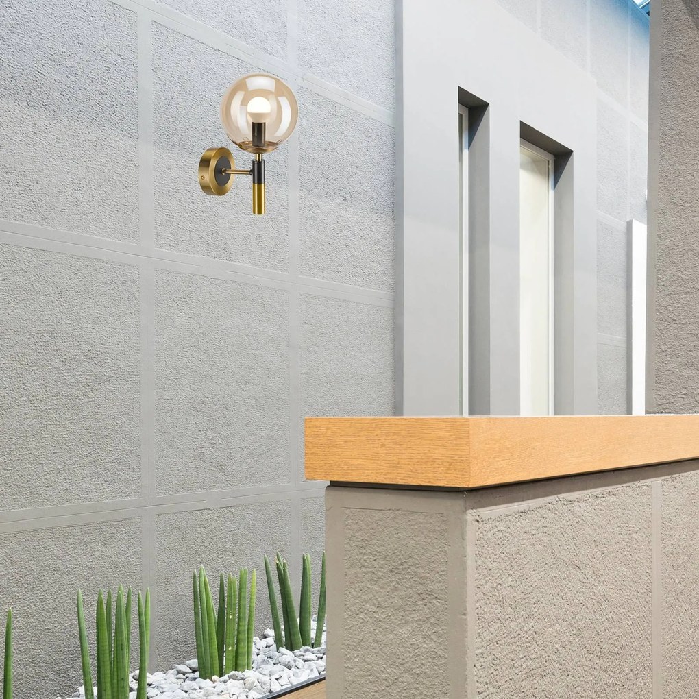 Lamkur Lighting Applique Natalia, color oro, Ø 15 cm, vetro, E14