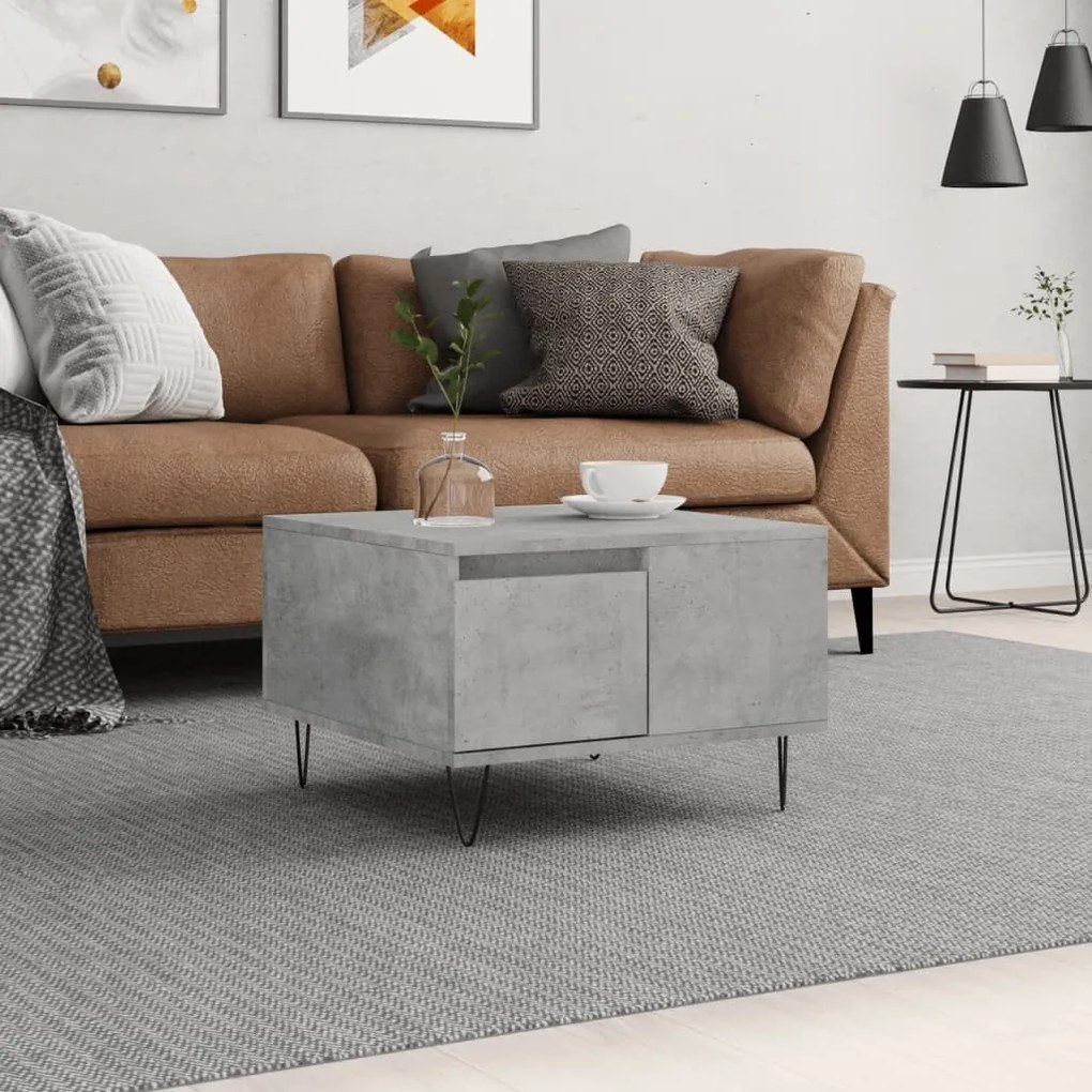 Tavolino Salotto Grigio Cemento 55x55x36,5 Cm Legno Multistrato /