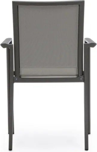 Sedia Da Esterno Antracite In Alluminio E Textilene Con Braccioli Konnor Bizzotto