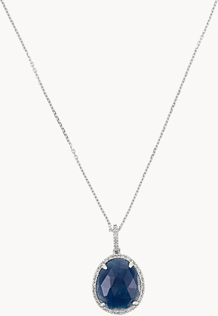 Collana in argento con diamanti e zaffiri Bermudes Nouvelles, 0,09 carati