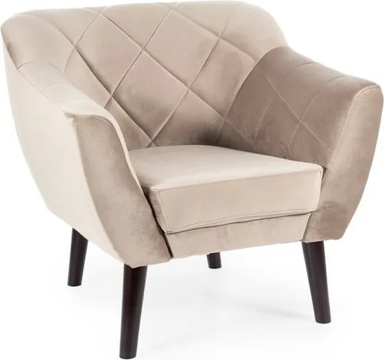 Poltrona Karo 1 Velvet in velluto beige scuro con gambe color wengé – 78x75x76 cm