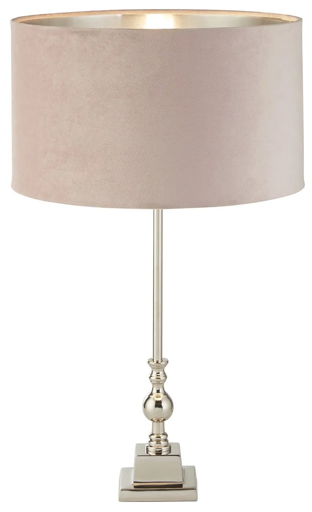 Lampada Da Scrivania Contemporanea Whitby Metallo Nichel Velluto Rosa 1 Luce E27