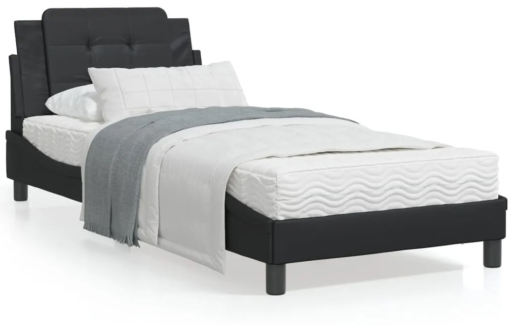 Letto Con Materasso Nero 80x200 Cm İn Similpelle /