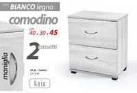 Comodino bianco con due cassetti cm 40 x 30 x 45 h