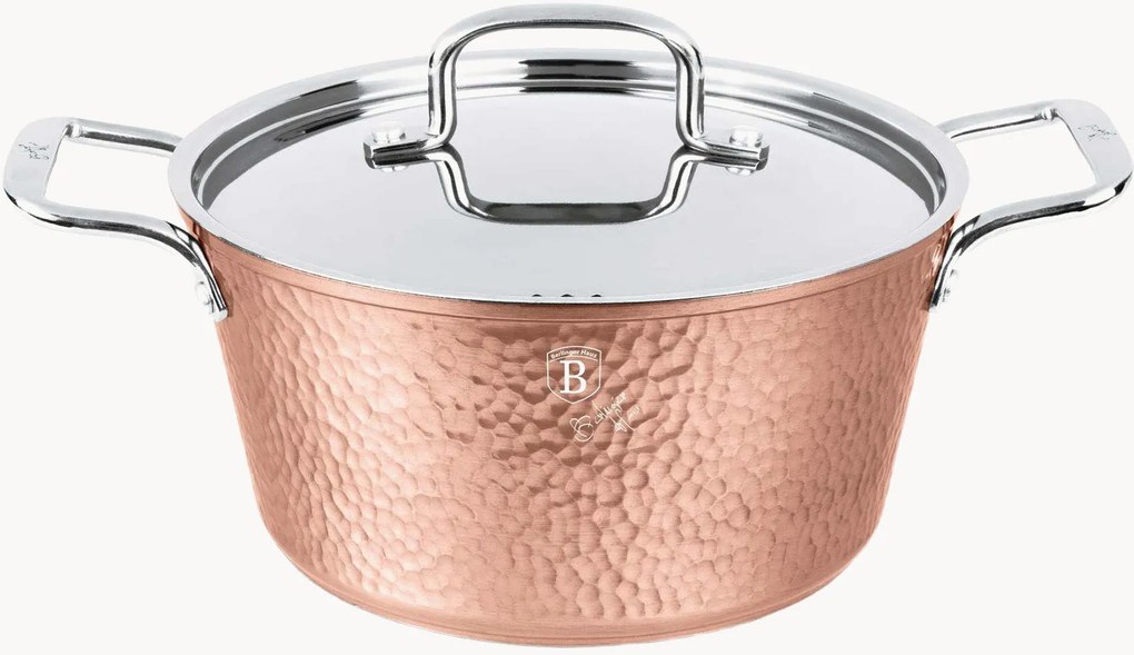 Pentola con rivestimento antiaderente e coperchio Hammered Copper