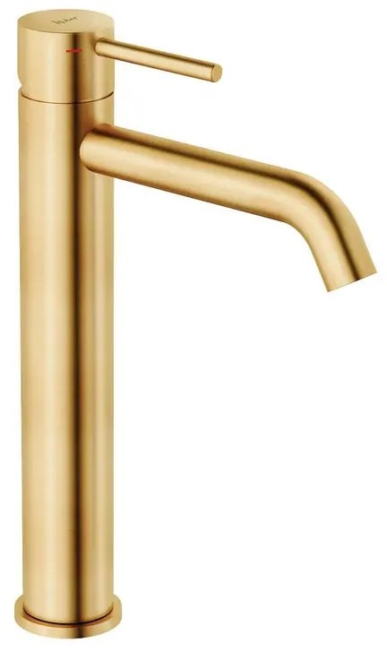 Rubinetto per lavabo a canna alta Tayrona oro spazzolato in ottone HUBER P 19 cm H 28.7 cm