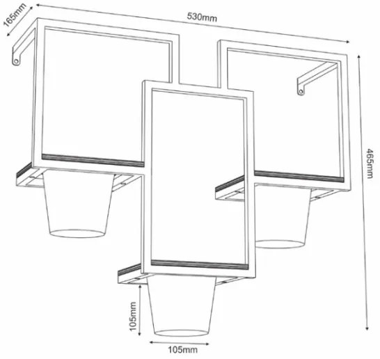 Vaso da fiori da parete 46x53 cm nero