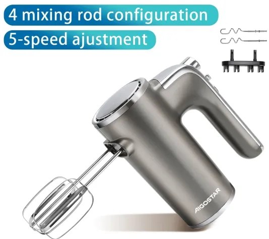 Aigostar - Miscelatore portatile 400W/230V grigio/cromo
