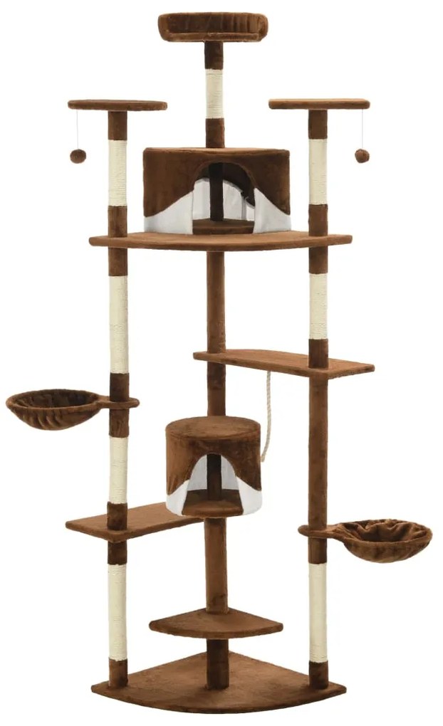 Albero per gatti e tiragraffi in sisal 203 cm marrone e bianco