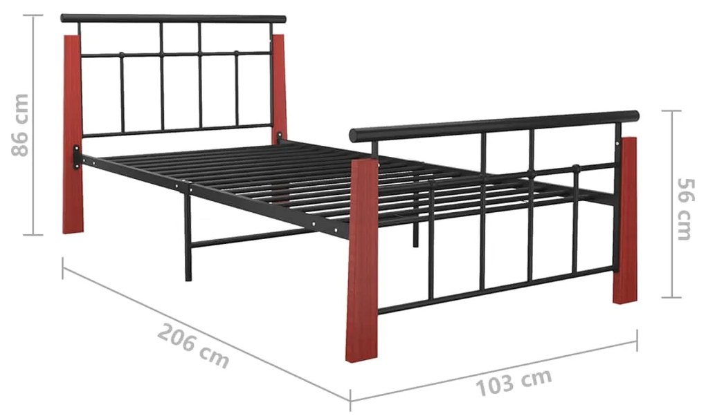 Giroletto in Metallo e Legno Massello di Rovere 90x200 cm