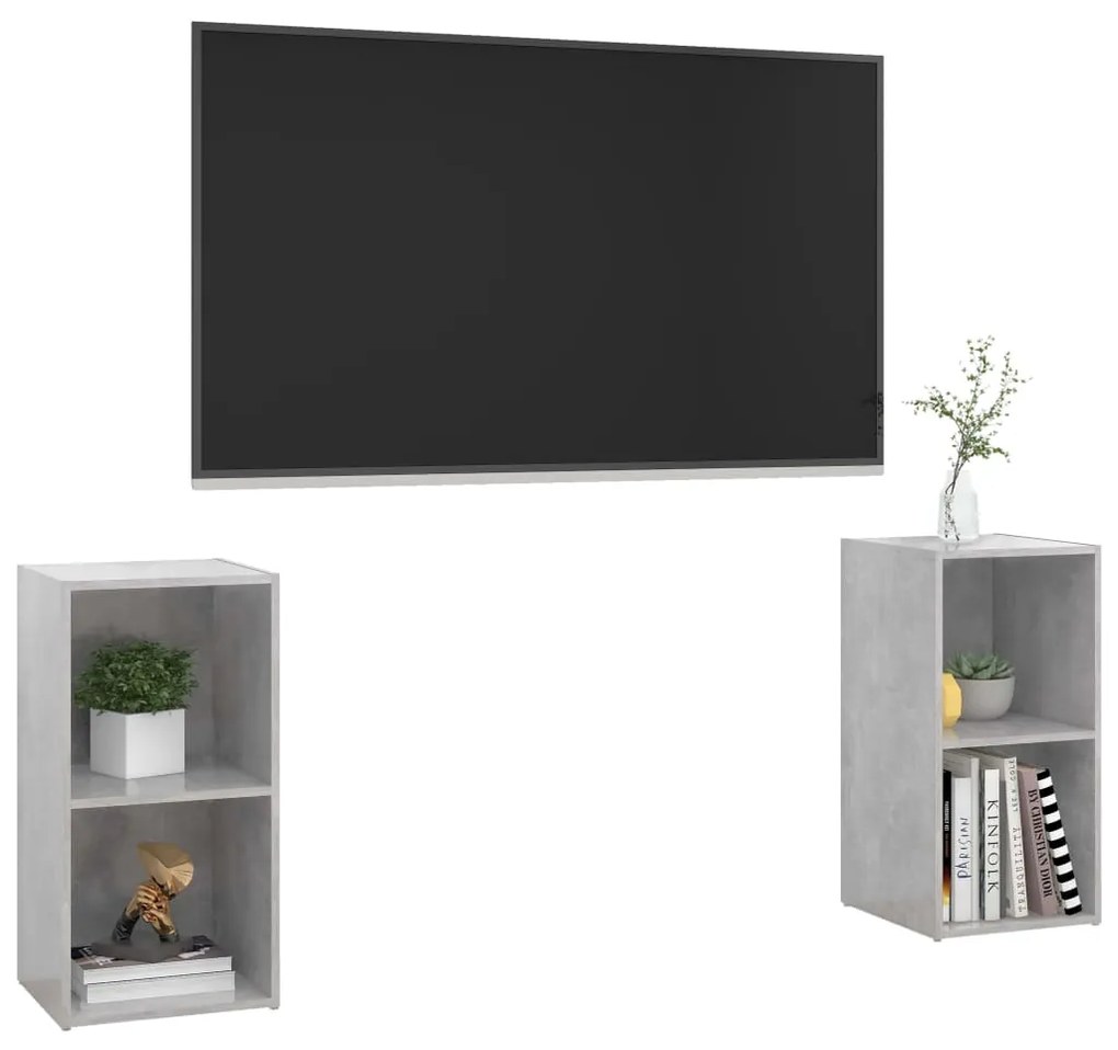 Mobili tv 2 pz grigio cemento 72x35x36,5 cm in truciolato