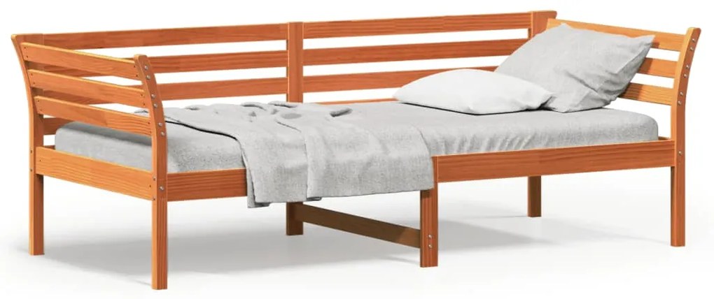 Dormeuse marrone cera 80x200 cm in legno massello di pino