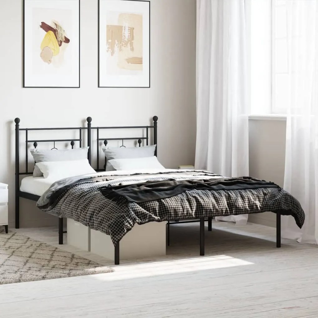 Giroletto Con Testiera İn Metallo Nero 135x190 Cm /