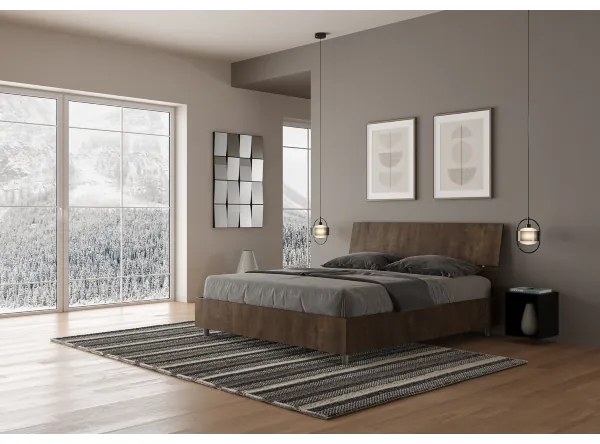 Letto matrimoniale contenitore 160x190 testata inclinata noce Demas