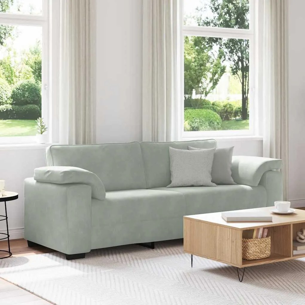 Divano A 3 Posti Grigio Chiaro 178 Cm İn Velluto /