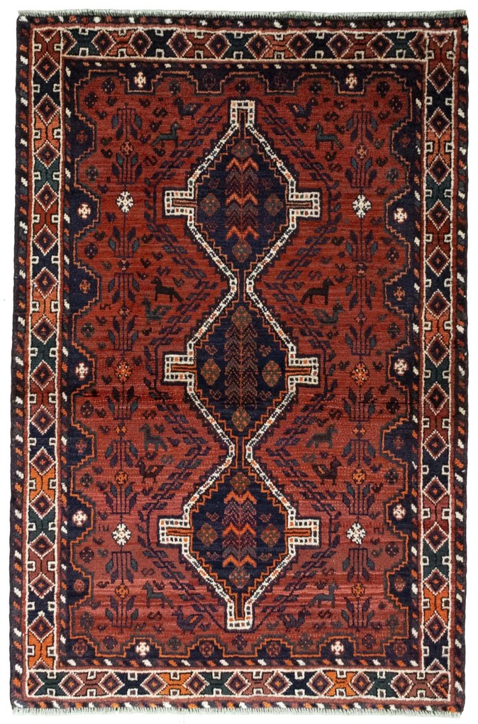 Shiraz Tappeto persiano 170 x 110 Rosso (Iran) Annodato A Mano