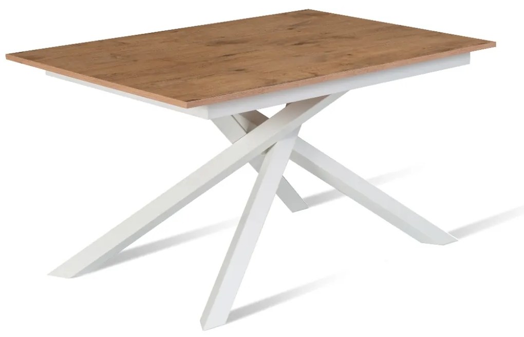 Tavolo rettangolare allungabile 90x140/190 Rovere con gambe incrociate bianche - Pulse
