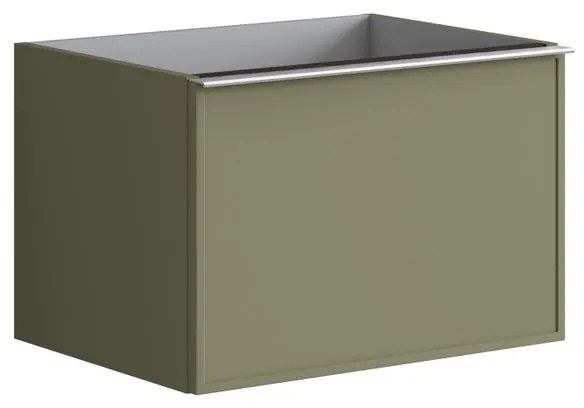 Mobile da bagno sotto lavabo Pixel frame verde salvia e maniglia alluminio brillante laccato L 60 x H 40 x P 45.5 cm 2 cassetti, lavabo non incluso