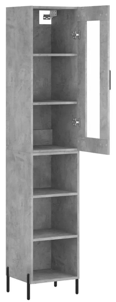 Credenza grigio cemento 34,5x34x180 cm in legno multistrato