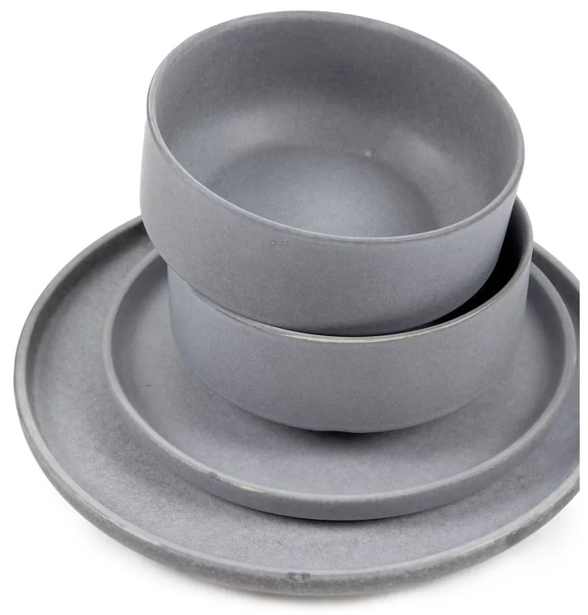 Set di piatti grigi in gres 12 pz Malia - Bonami Selection
