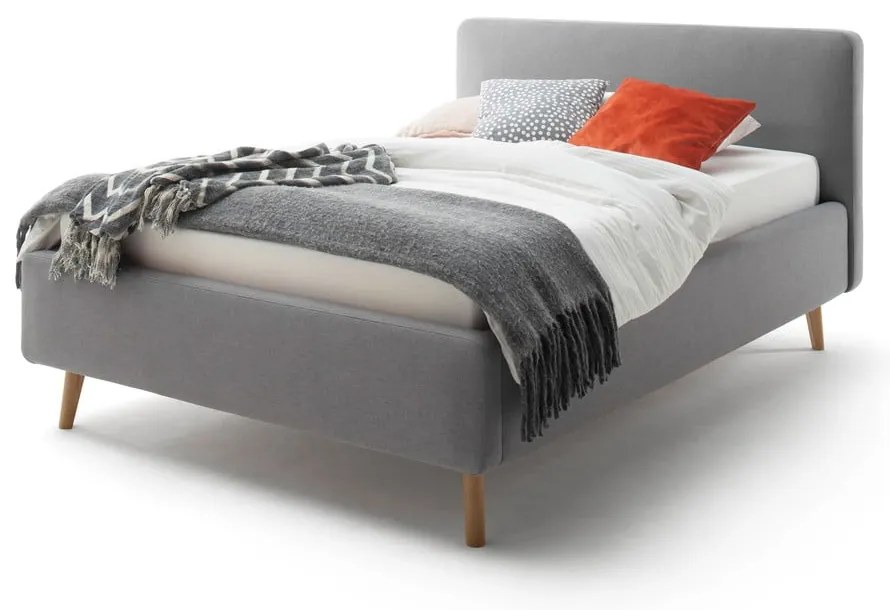 Letto matrimoniale imbottito grigio con contenitore con rete inclusa 140x200 cm Mattis – Meise Möbel