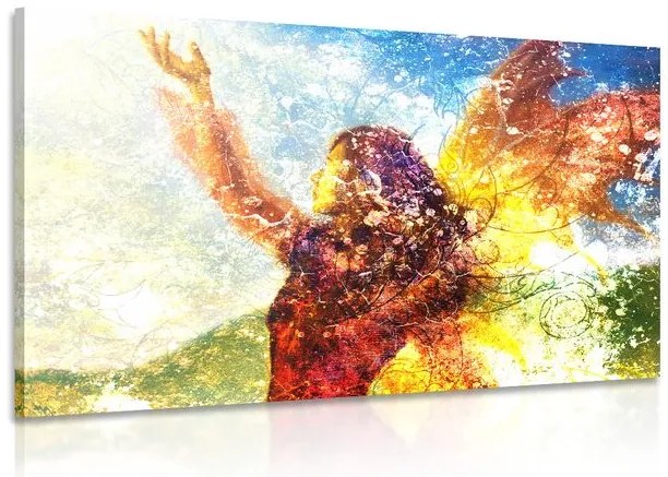 Quadro su tela – Donna dipinta in esecuzione magica