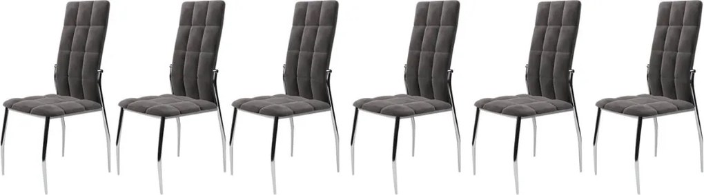 Set di 6 sedie K416 in velluto grigio