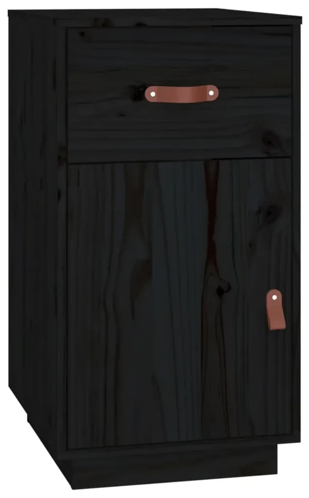 Armadietto da scrivania nero 40x50x75 cm legno massello pino