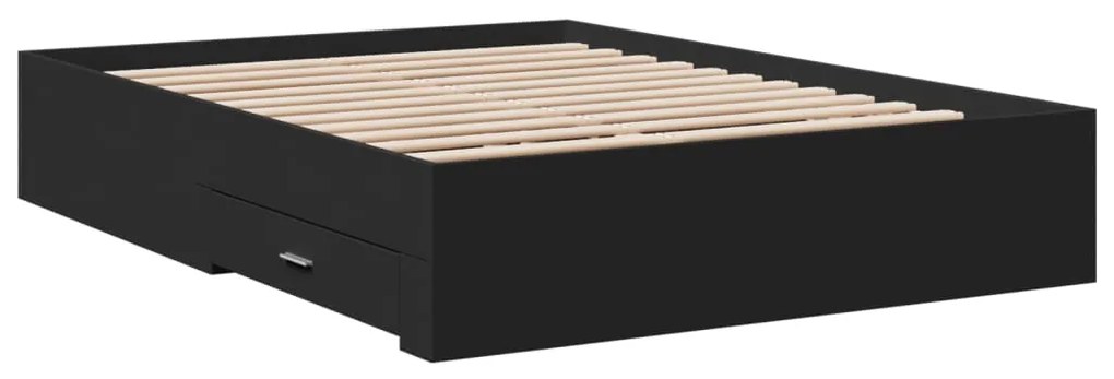 Giroletto con cassetti nero 120x190 cm in legno multistrato