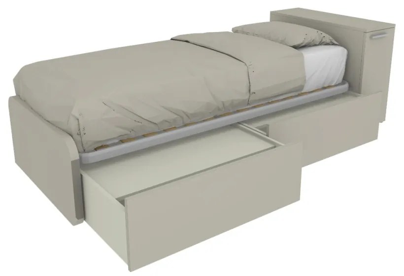 964CK - Letto cameretta 80x190  singolo con elemento contenitore in testata e cassetti estraibili