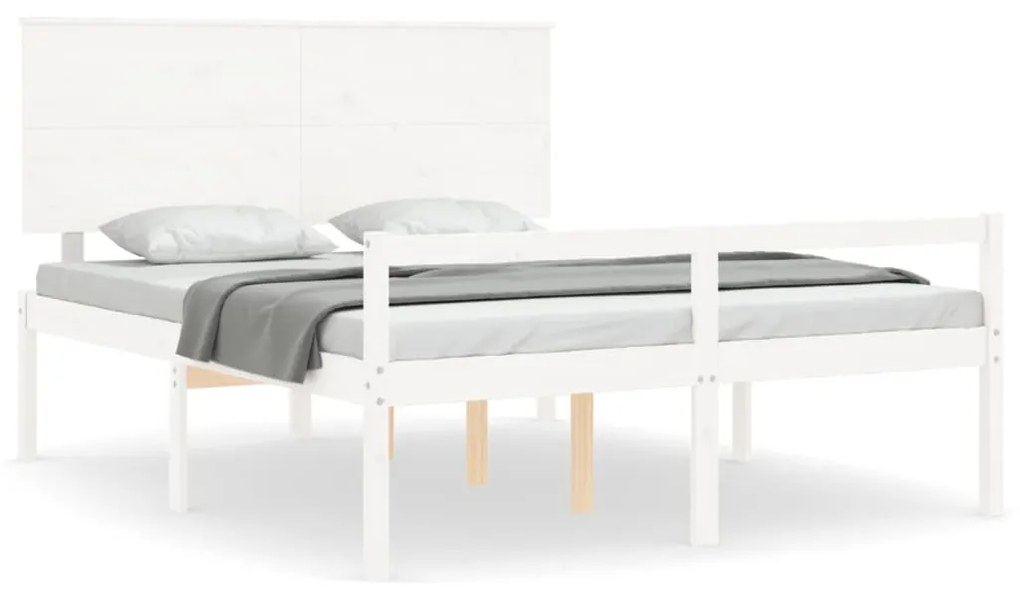 Letto per Anziani con Testiera Bianco 160x200 cm Legno Massello