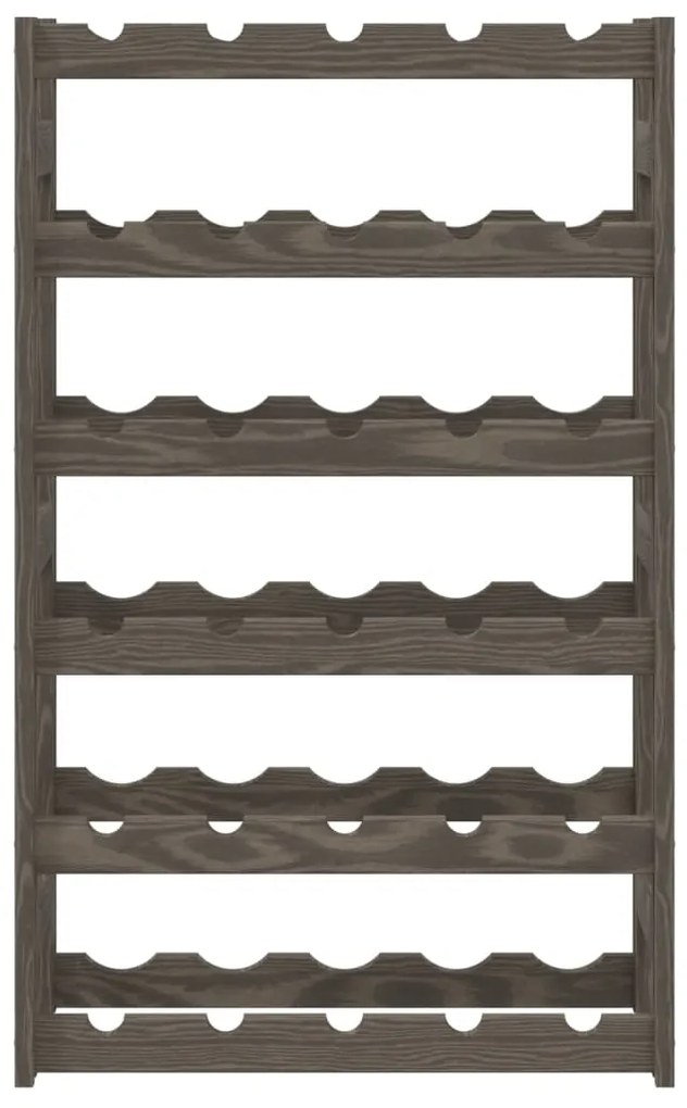 Portabottiglie per 30 bottiglie grigio legno massello di pino