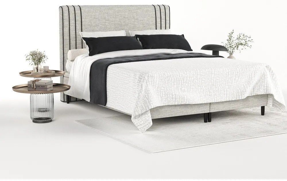 Letto matrimoniale imbottito grigio chiaro con contenitore 180x200 cm Musca - Maison de Rêve