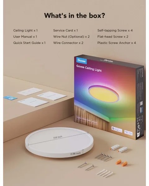 Govee - LED RGBICWW dimmerabile plafoniera LED/29W/230V Ø 30cm finitura opaca Wi-Fi