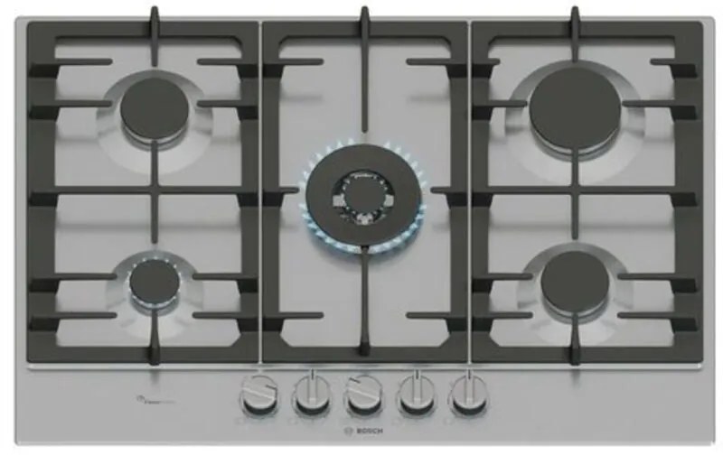 Bosch Serie 6 PCQ7A5I95 piano cottura Acciaio inox Da incasso Gas 5 Fornello (i)